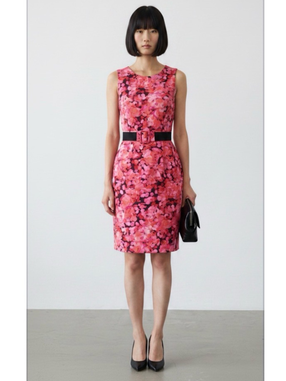 ANN TAYLOR Silk Sheath Sleeveless Dress. Lovely Pink Watercolor Print